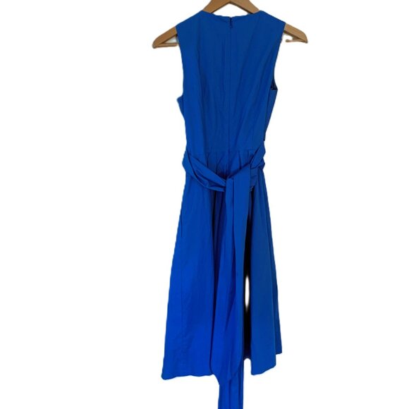 J.Crew Blue Cotton Poplin Wrap Dress Size 0 - Picture 3 of 10